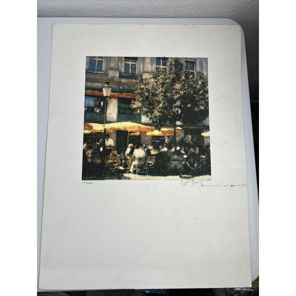 Sidewalk Cafe With Motorbike Ernesto Rodriguez Giclee Print‎